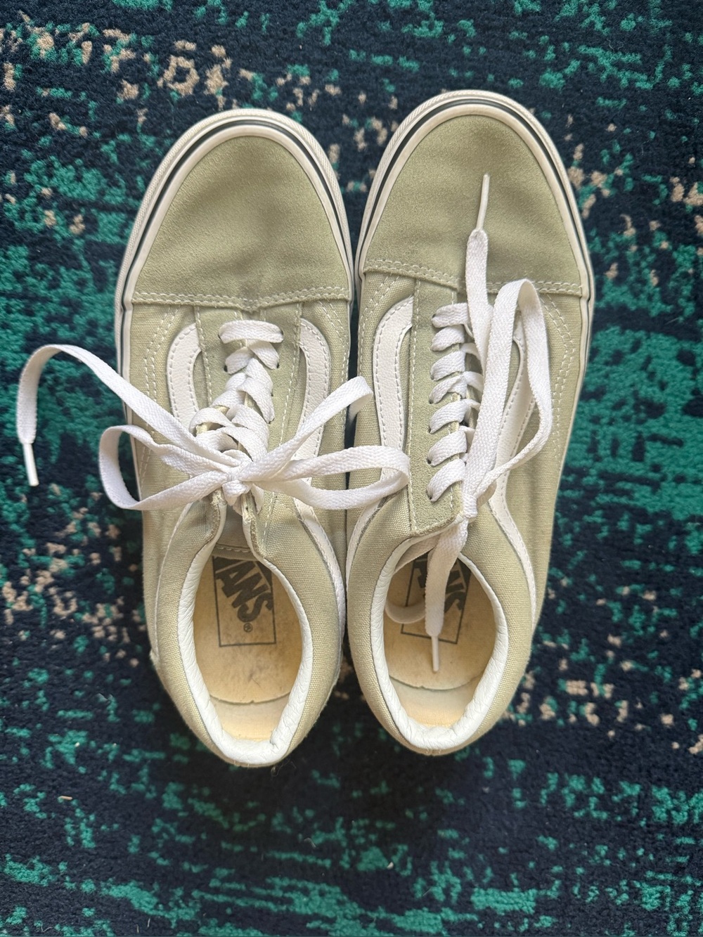 Vans Old Skool Sneakers in Sage & White Unisex Men 5.5 Women 7